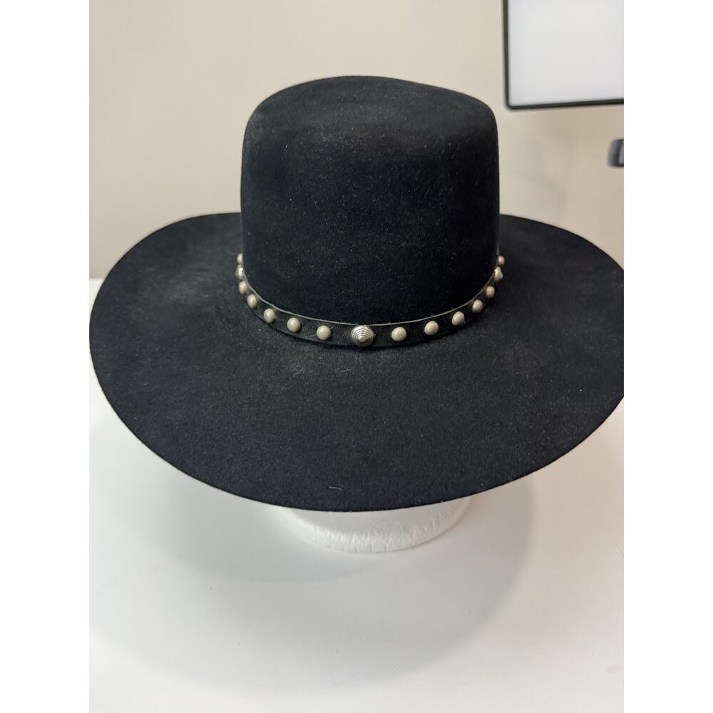Vtg Resistol Stagecoach Black Felt Western Hat Cowboy Hat Studded Festival - Picture 5 of 14